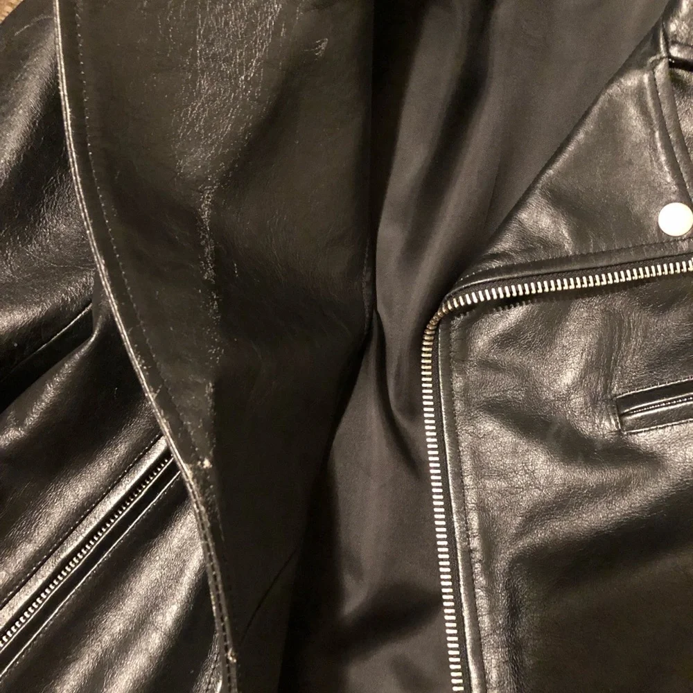 Ag Adriano Goldschmied Black Leather Moto Jacket - Picture 3 of 12